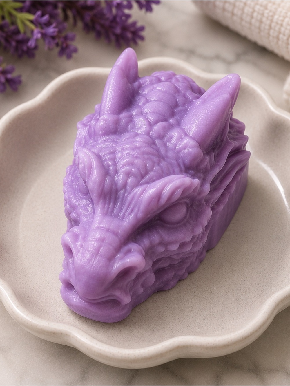Lavender mint SOAP dragon head 3x3in 10oz donkey milk based